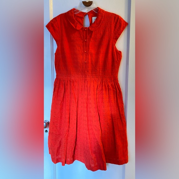 Kate Spade Courtney red eyelet Peter Pan collared dress sz 10 - Picture 4 of 7